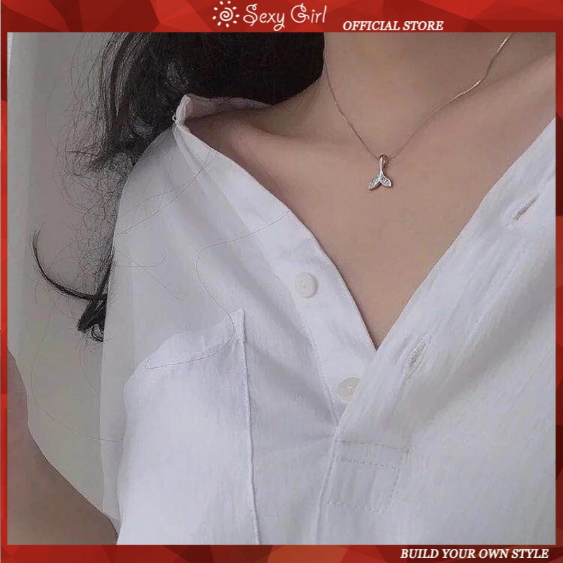 Korean Fashion Jewelry Exquisite Inlay Zircon Mermaid Tail Pendant Necklace Elegant Female Clavicle Necklace