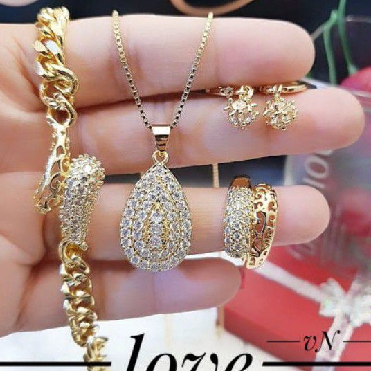 Xuping set perhiasan lapis emas 24k 1607m