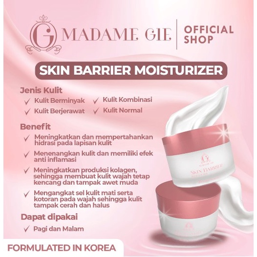 BPOM Madame Gie Skin Barrier Moisturizer - Ceramide Repair Skincare Pelembab Gel Ceramide Skin Barrier Face Serum Glowing