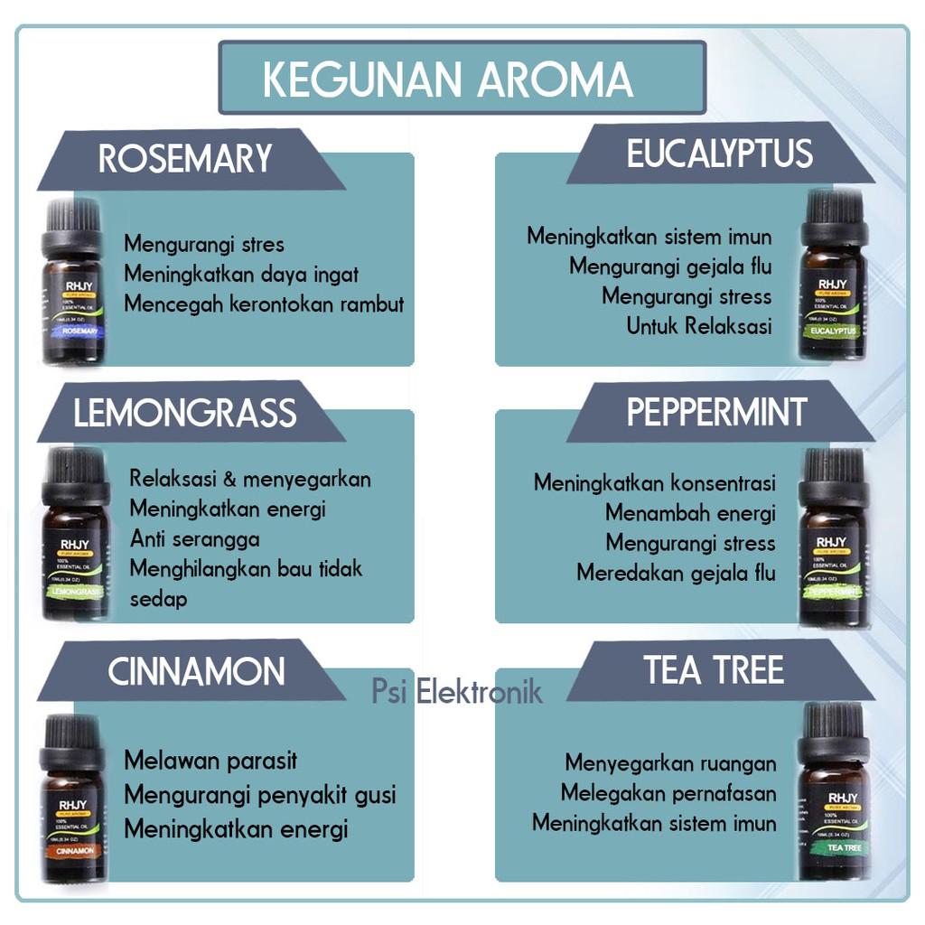 ESSENTIAL OIL AROMATERAPI  HUMIDIFIER VARIAN PAKET OIL BASE MINYAK DIFFUSER ORIGINAL IMPORT MURAH