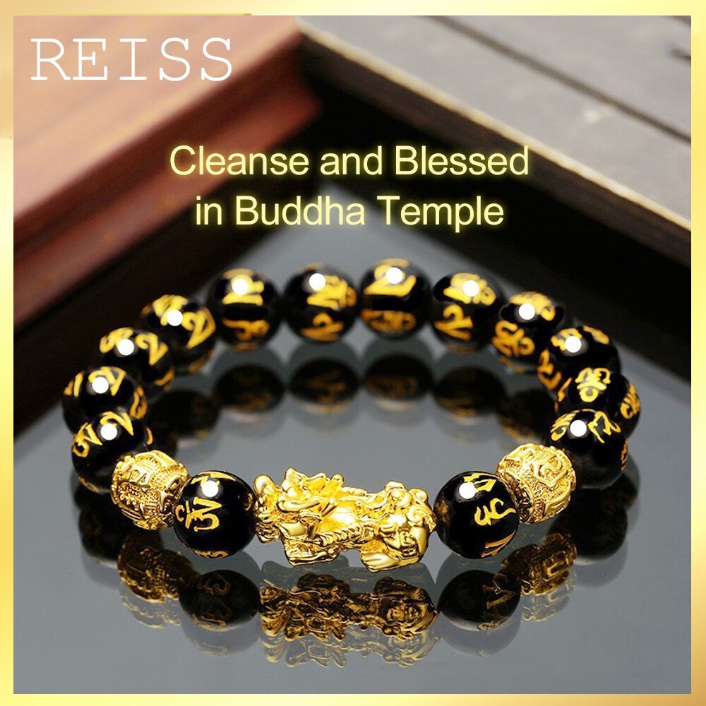 Piyao Gelang Magnet Obsidian Feng Shui Warna Hitam Emas Charm Uang Keberuntungan Charms