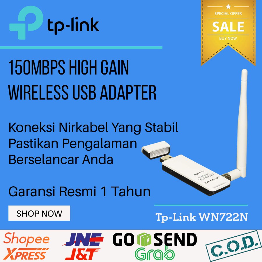 Tp Link WN722N 150Mbps | Wireless Adapter Wifi | USB Adapter Wifi Tp Link | Adaptor Wifi PC | Laptop