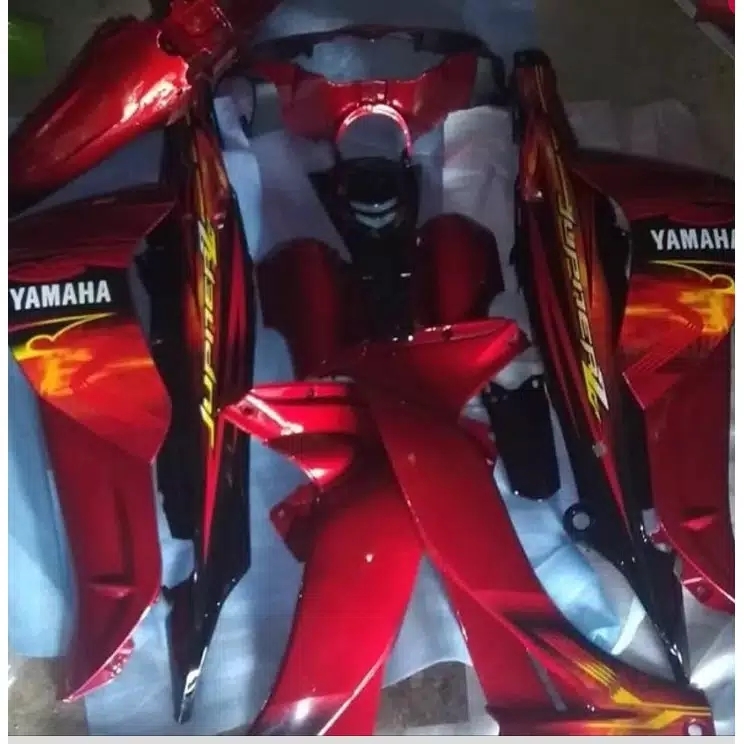 COVER BODY FULL HALUS JUPITER Z BURHAN WARNA MERAH MARUN PLUS STRIPING