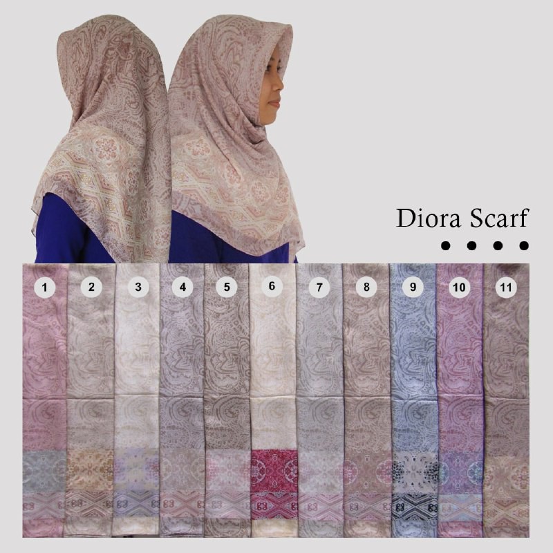 Jilbab motif / Scarf motif  / Hijab motif / Kerudung motif Segiempat Motif Diora Scarf by Miss Color