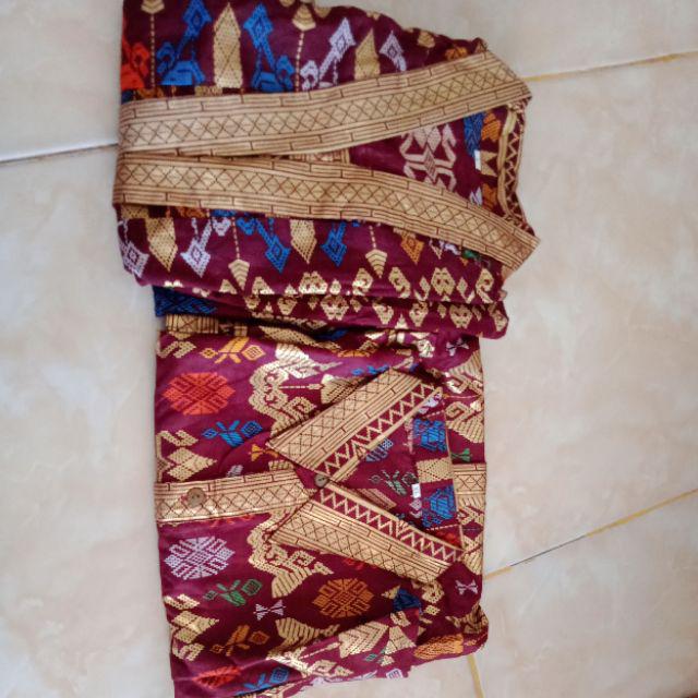 Sarimbit Couple Pasangan Batik Rok N Blus  Span Panjang Wanita Santika Prodo Maron