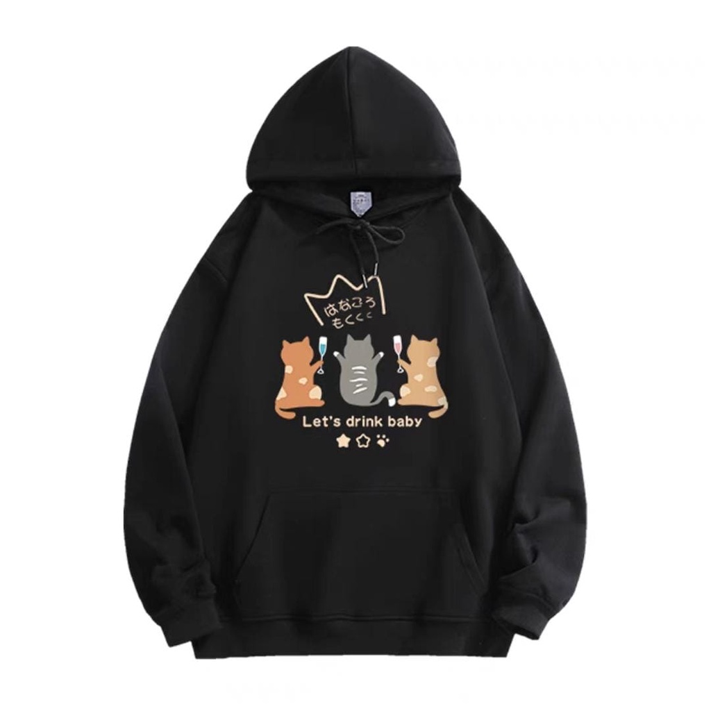 TRIO CAT || LET'S DRINK BABY SWEATER HOODIE XL UNISEX (V1)