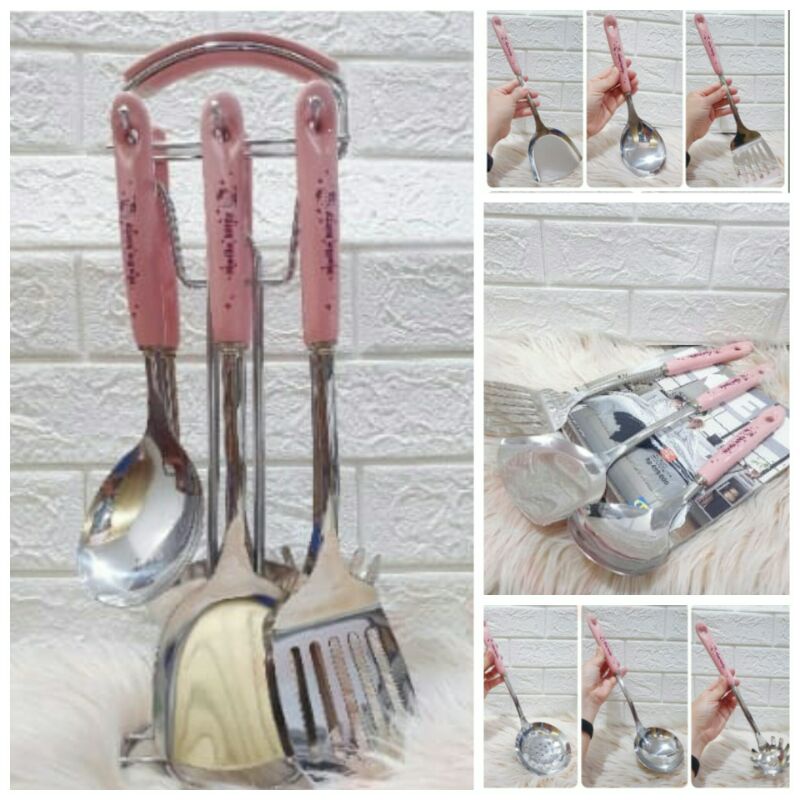Set alat masak stainless gagang keramik.isi 6Hello Kitty