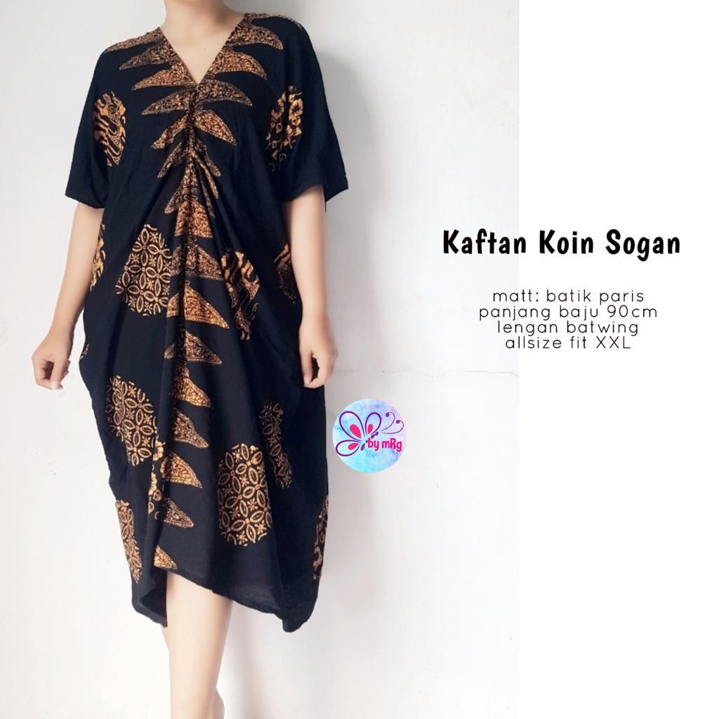 Koin Kaftan Dress Kaftan Batik Kekinian Kaftan Paris Sragenan Lembut/Baju Batik Kerja Solo