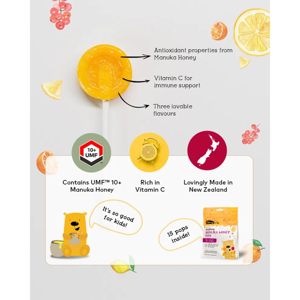 

Ay00! Comvita Kids Soothing Manuka Honey Pops Permen Madu Hisap Anak 15 pops