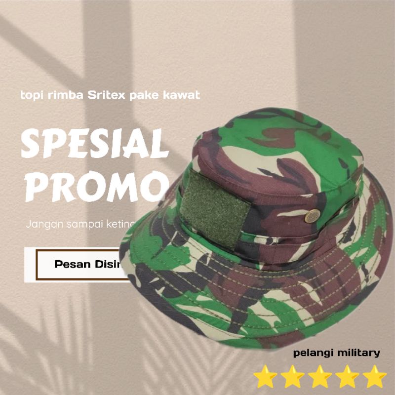 TOPI RIMBA LORENG KAWAT | TOPI RIMBA SRITEX | TOPI LORENG TNI