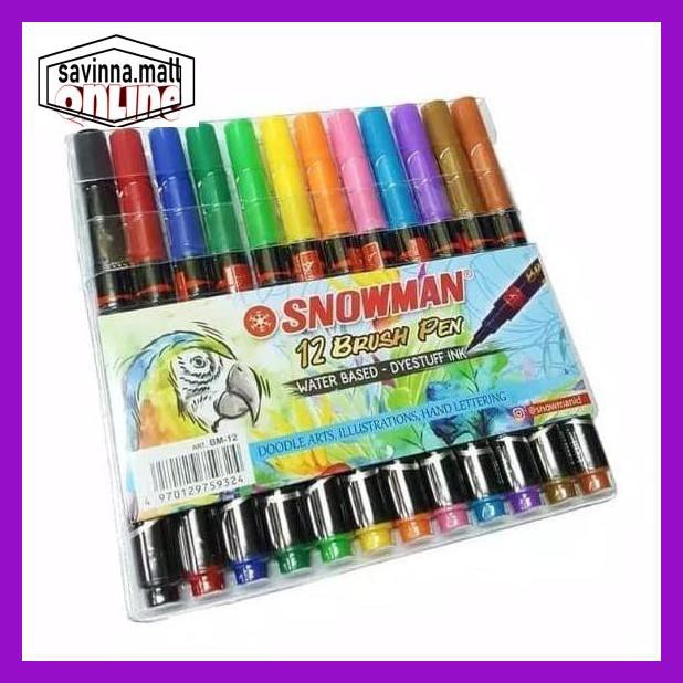 

U0Uo879- Brush Pen Snowman 12 Warna / Pen Brush Kuas Set Y7Ry688-