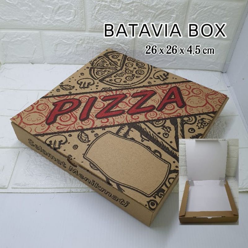 Box pizza putih dalam uk 26x26 pilih motif