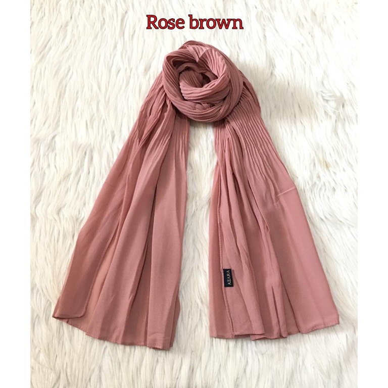 Premium PASHMINA PLISKET DUYUNG CERUTY Uno AZARA Ori Hijab Jilbab Pasmina 180x75cm-ROSE BROWN