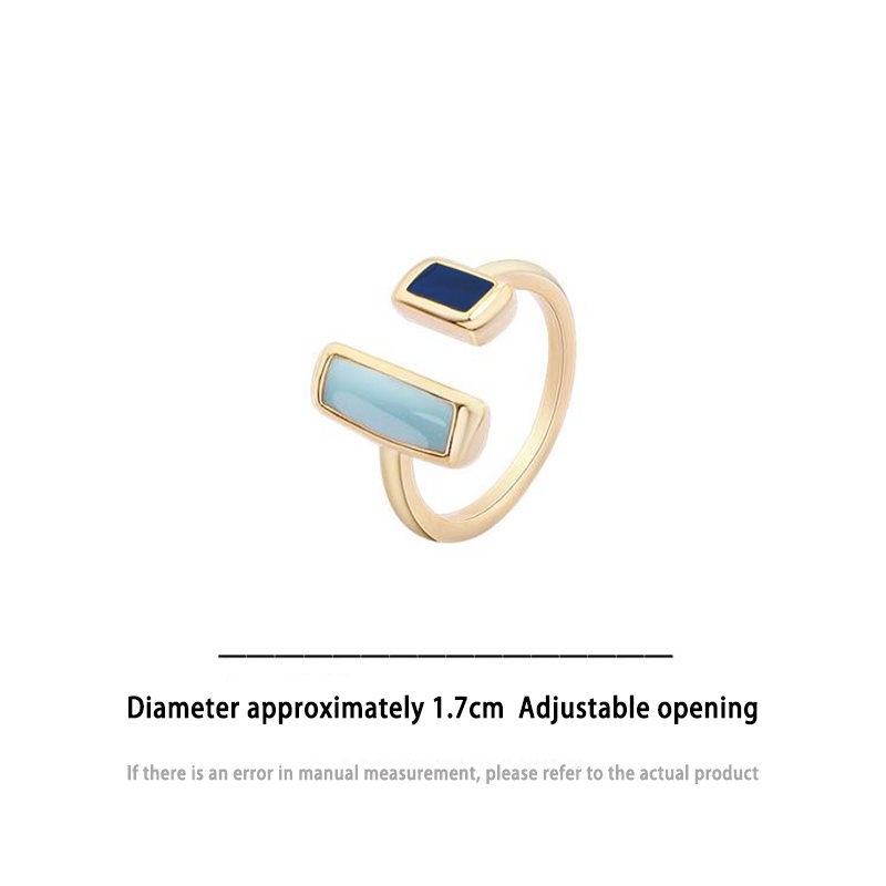 Port style Color contrast Ring female personality modern stylish geometry Opening ring originality fashion Index finger ring cincin wanita Cincin Jari Model Terbuka Dapat Disesuaikan Gaya Retro -Won