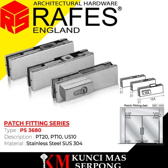 Patch Fitting KMS PS 3680 Engsel Pintu Kaca RAFES