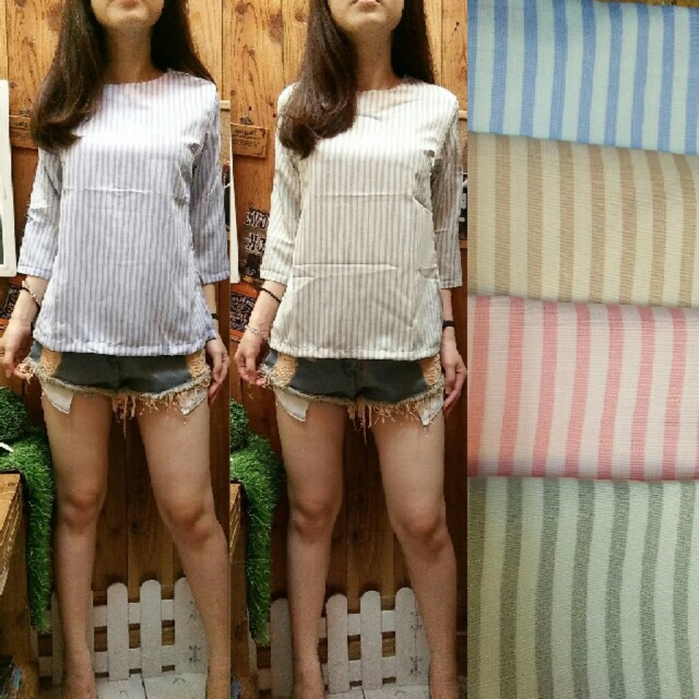 BLIUSE STRIPPY PASTEL FIT TO L+