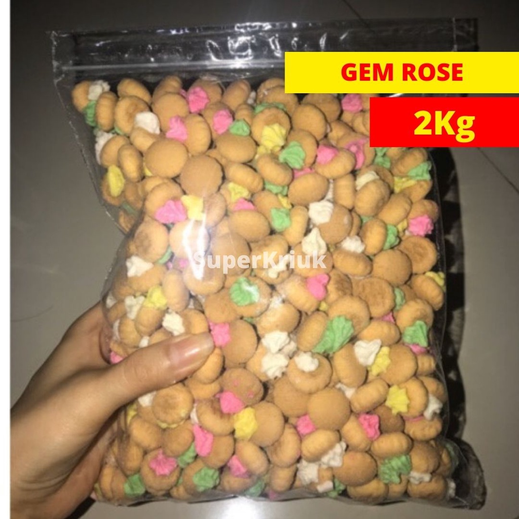 Biskuit Anak Gem Rose Kembang Gula kue gula warna warni Kue Kancing Kue Monas Kiloan Per-bal 2Kg