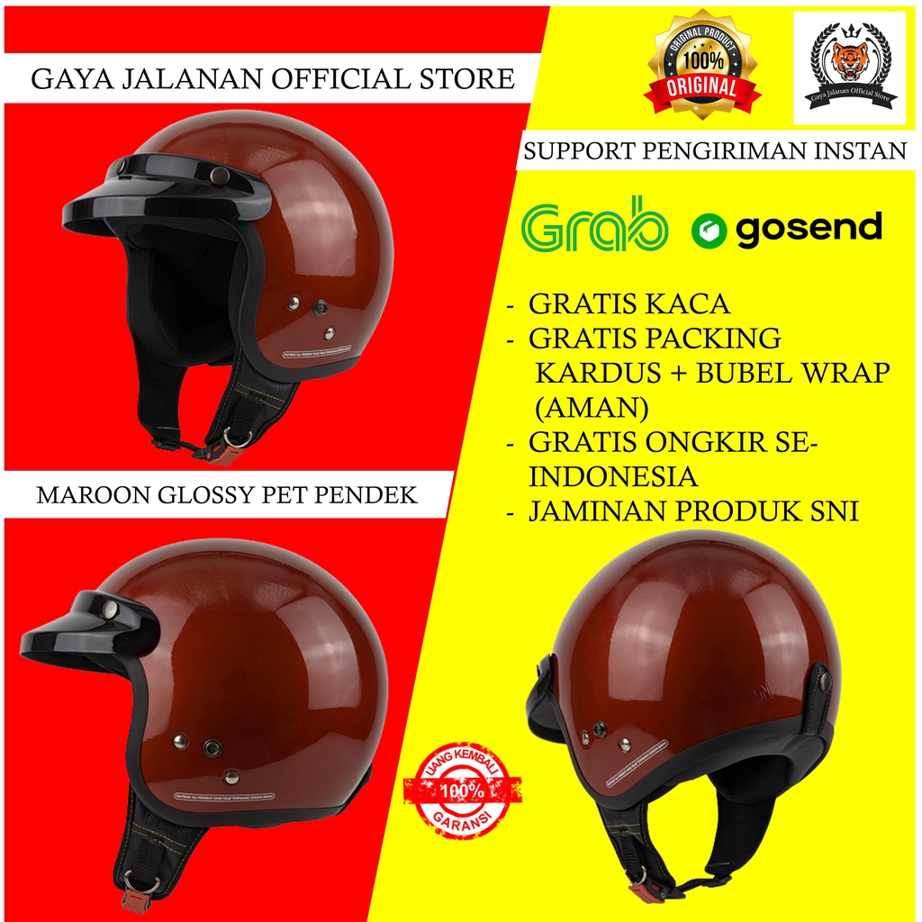 Helm Bogo Dewasa Helem Motor Retro Remaja Classic Pria Wanita SNI Open Face Klasik Cewek Cowok Baru 