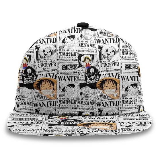 Snapback Luffy Wanted White Anime Manga One Piece Premium Unisex