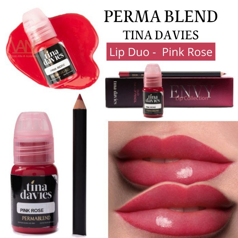 Tinta Permablend X Tina Davies Lip Duo - Pink Rose Original Made in USA 15ml