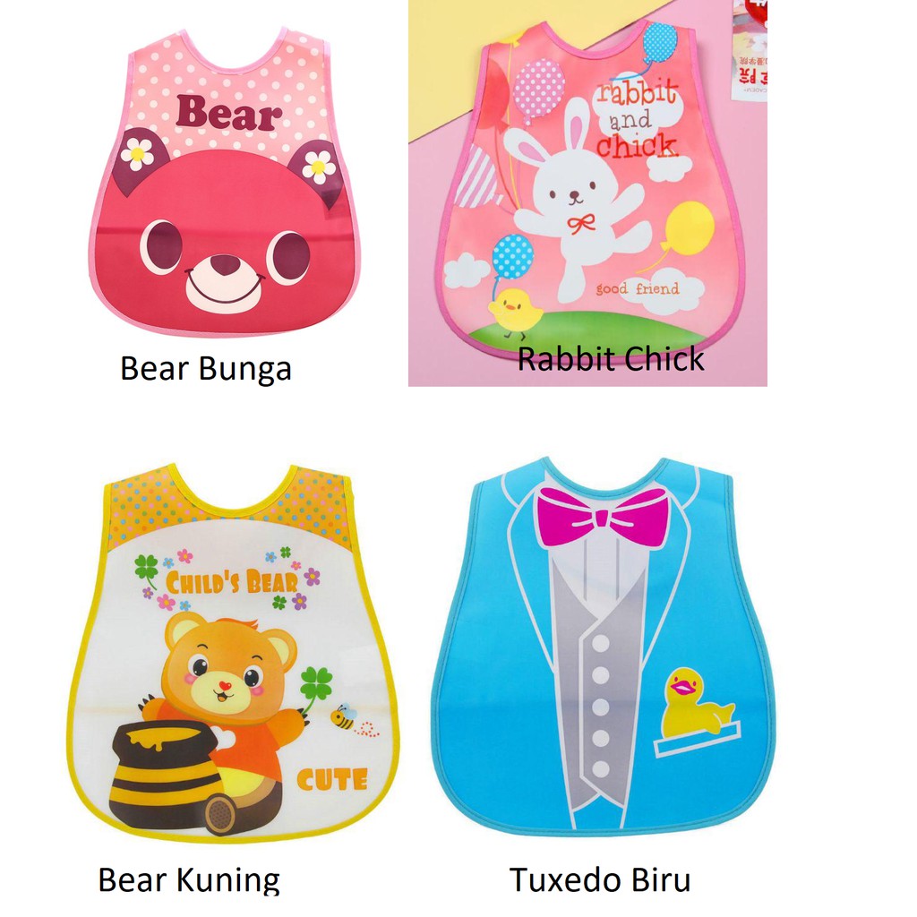 Slabber Plastik Waterproof / Celemek Makan Bayi Tahan Air baby BIB Slaber CBKS LC