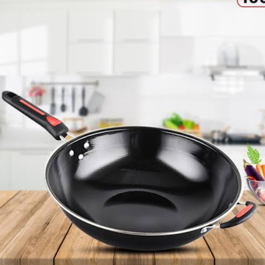 Wajan Teflon Gagang Merah 32cm 1069-Wajan Penggorengan Teflon 34cm