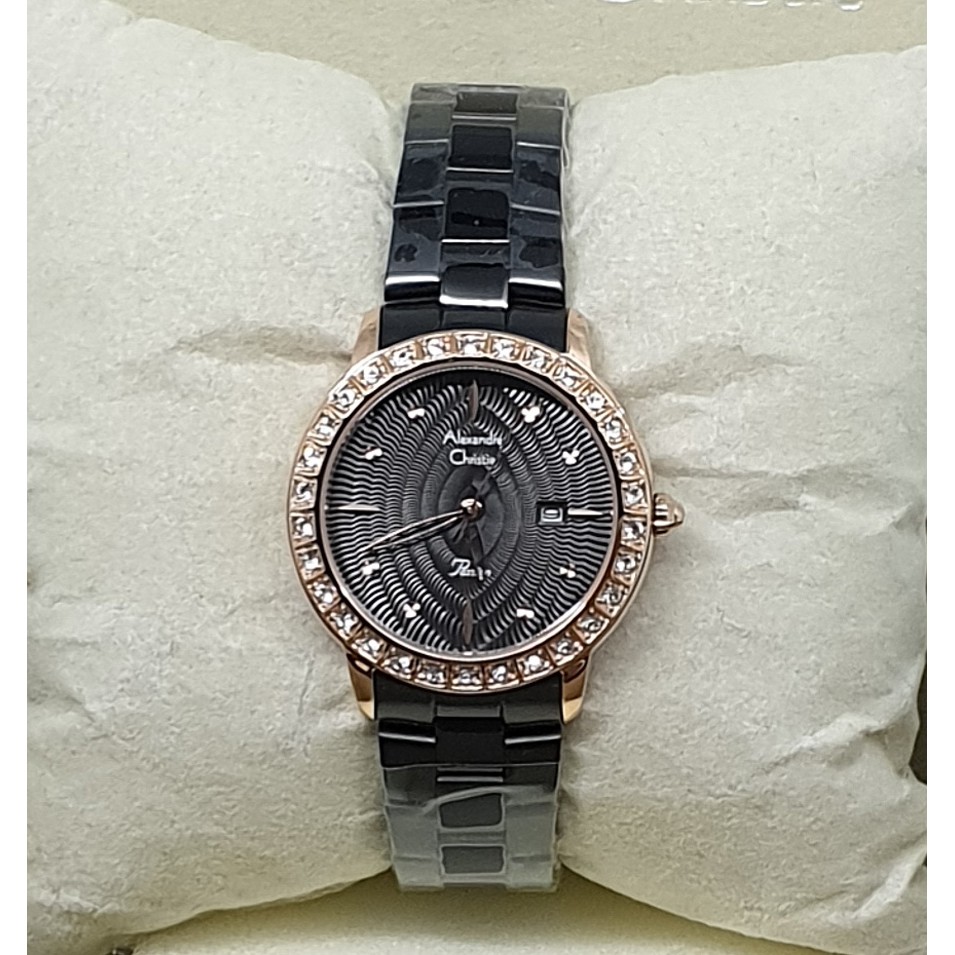 Alexandre Christie Ac2688 Rosegold Black, Jam Tangan Wanita, Original