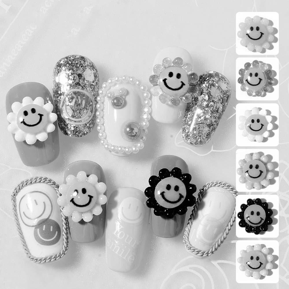 Mxbeauty Nail Art Smiley Face Perhiasan Warna-Warni Lucu Kartun DIY Aksesoris Kuku