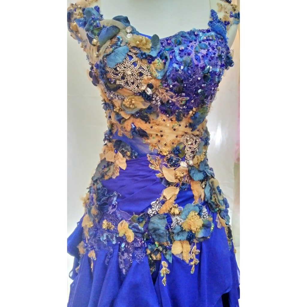 GAUN PESTA BIRU VARIASI MEWAH PRELOVED