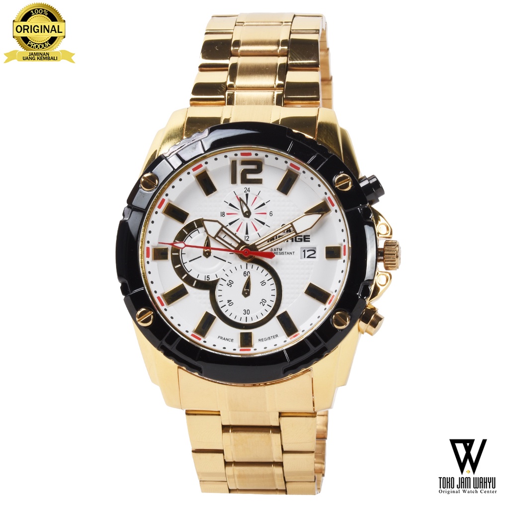 Mirage 8714M-E Jam Tangan Pria - Gold - Stainless Steel Bracelet