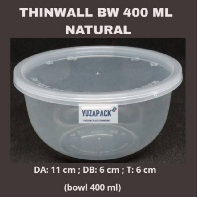 Thinwall Bowl 400 ml Natural Food Container Take Away Plastics Microwave