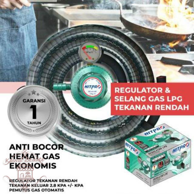 HITPRO Regulator + Selang Gas HLP-5A-CS (Paket) LPG Tekanan Rendah Meteran