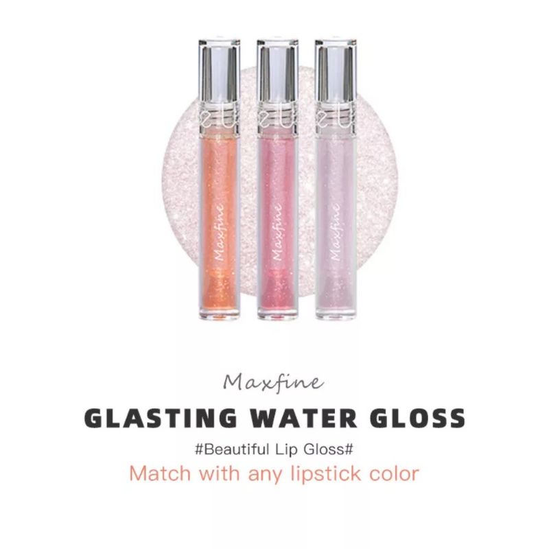 Lip Gloss Maxfine Transparant Glasting LipGloss 4 Warna Glossy Lip Gloss Lipstick Lip Plumper Korean LipGloss Korean Lip Gloss