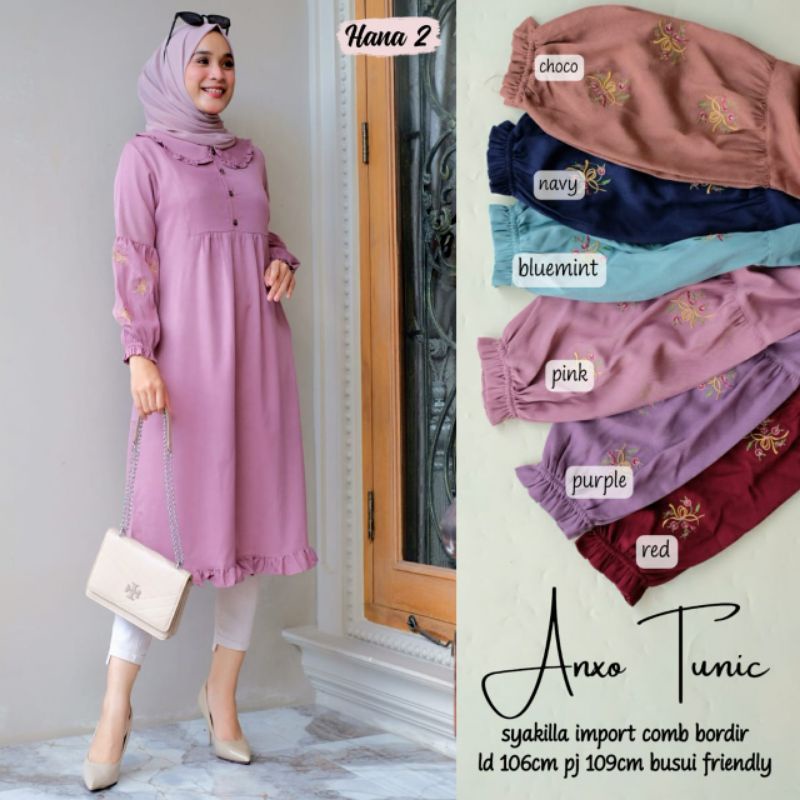 ANXO TUNIK ATASAN WANITA SHAKILA MIX BORDIR
