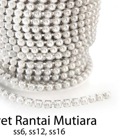 ► Crystal Austria Rantai Mutiara Payet 2mm 3mm 4mm - Mutiara 3mm ☎