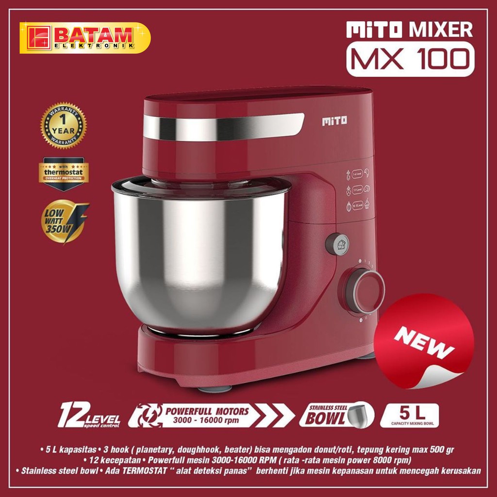 Jual MITO STANDING MIXER 5 LITER MX100 LOW WATT [350WATT] Shopee