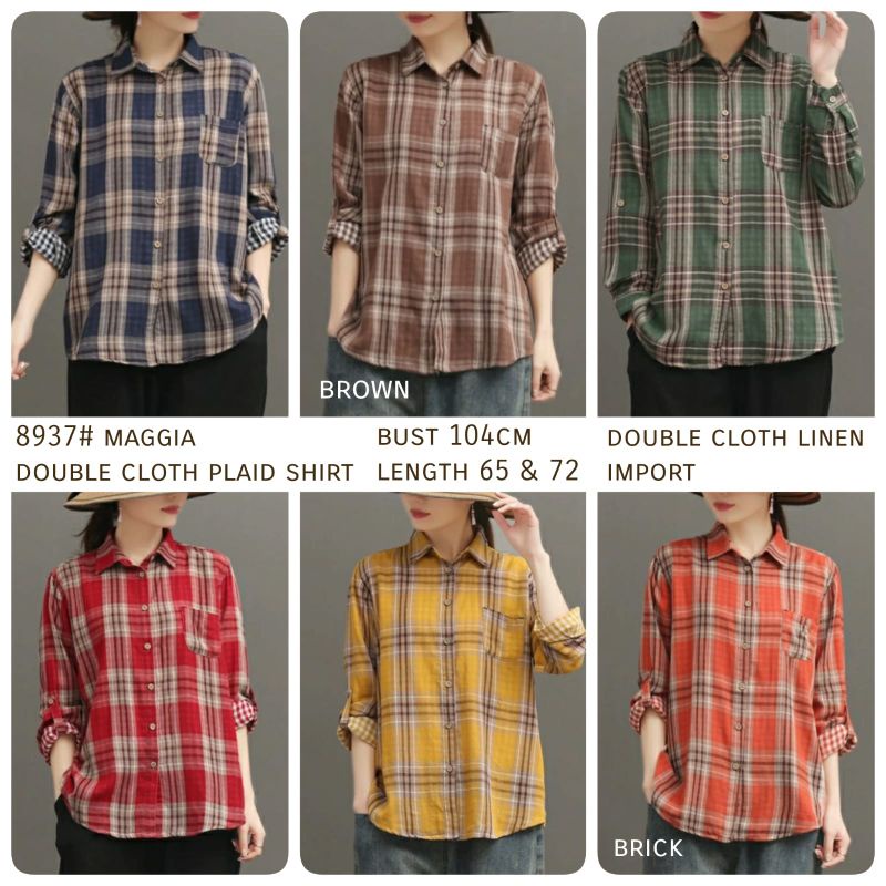 MDLV ~ 8937# Maggia Double Cloth Plaid Shirt Kemeja Kotak Import