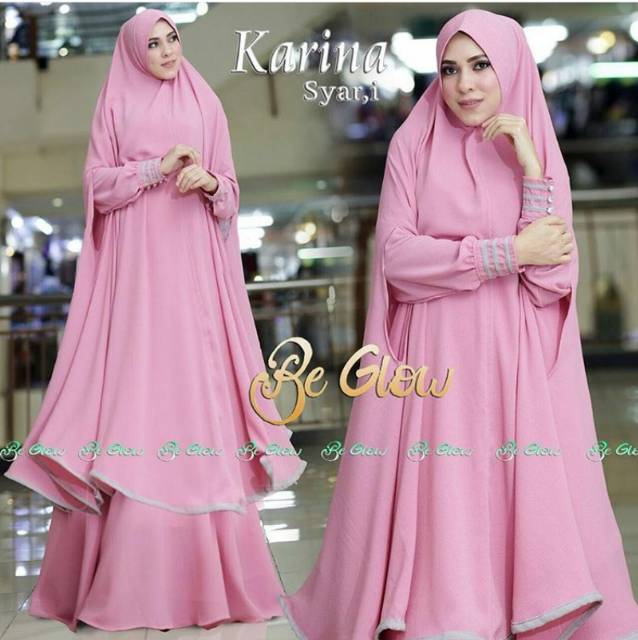 TOTOTAshop.KARINA SYARI'I maxi tgn pjg busui,pinggang blkng karet+Bergo