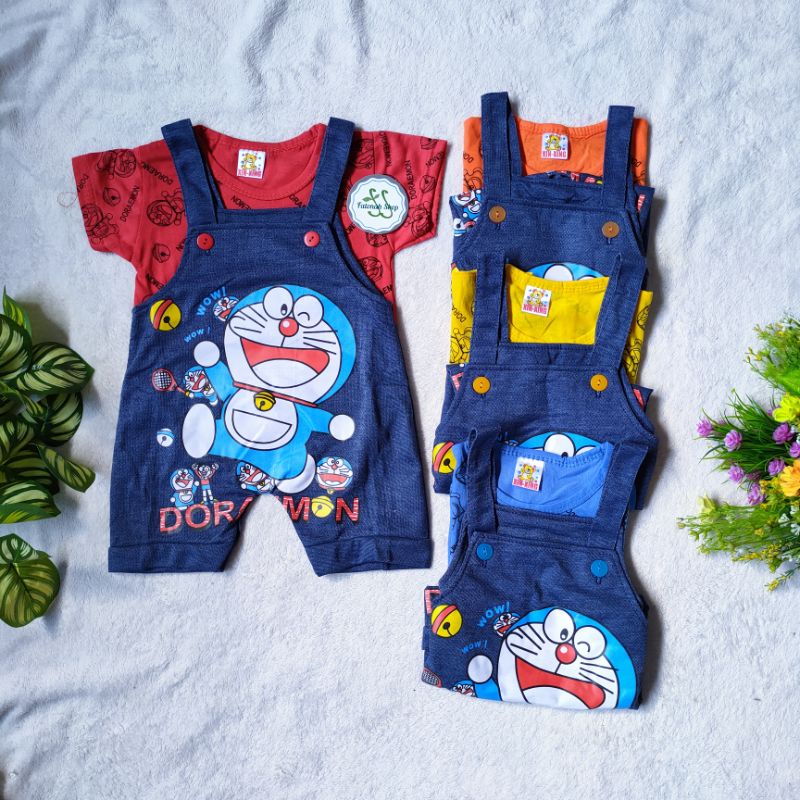 Overall Baby boy 2 3 4 5 6 7 bulan kodokan jeans anak cowok laki laki kaos kartun Doraemon Paus Summer