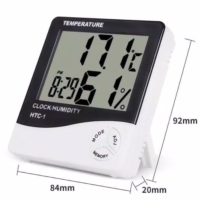 [COD] HTC-1 Thermometer Hygrometer Digital Higrometer Termometer Ruangan Clock