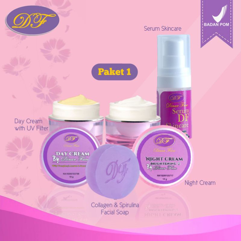 PAKET SKINCARE 1 DINAR FACE | DAY CREAM | NIGHTCREAM BRIGHTENING | SERUM DF SKINCARE | FACIAL SOAP