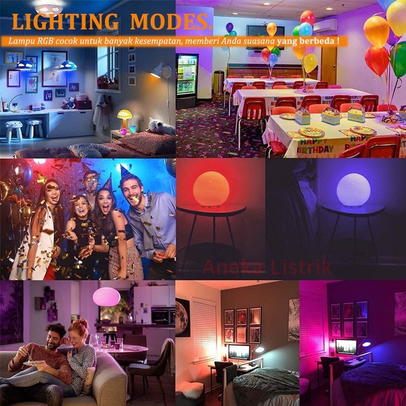 LAMPU BOHLAM 10W LED RGB BERUBAH WARNA REMOTE CONTROL ORIGINAL LAMPU HIAS WARNA WARNI LAMPU KAMAR TIDUR AESTHETIC TUMBLR PLAFON LAMPU WARNA