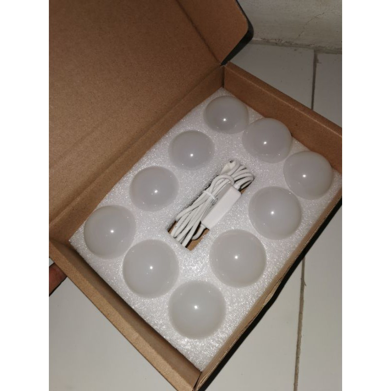LAMPU BOHLAM LED 10 PCS SERBA GUNA COCOK UNTUK VANITY MIRROR KECERAHAN BISA DIATUR LANGSUNG TEMPEL