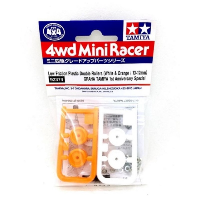 TAMIYA 92374 LOW FRICTION PLASTIC DOUBLE ROLLERS WHITE &amp; ORANGE 13-12MM GRAHA TAMIYA