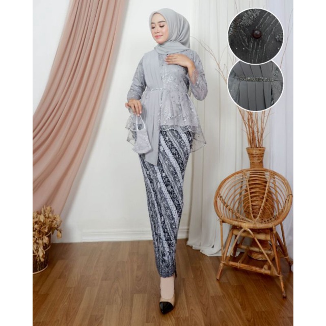 MK - SET KEBAYA AURORA SELENDANG / KEBAYA SELENDANG / KEBAYA TUNANGAN / ROK PLISKET / KEBAYA WISUDA