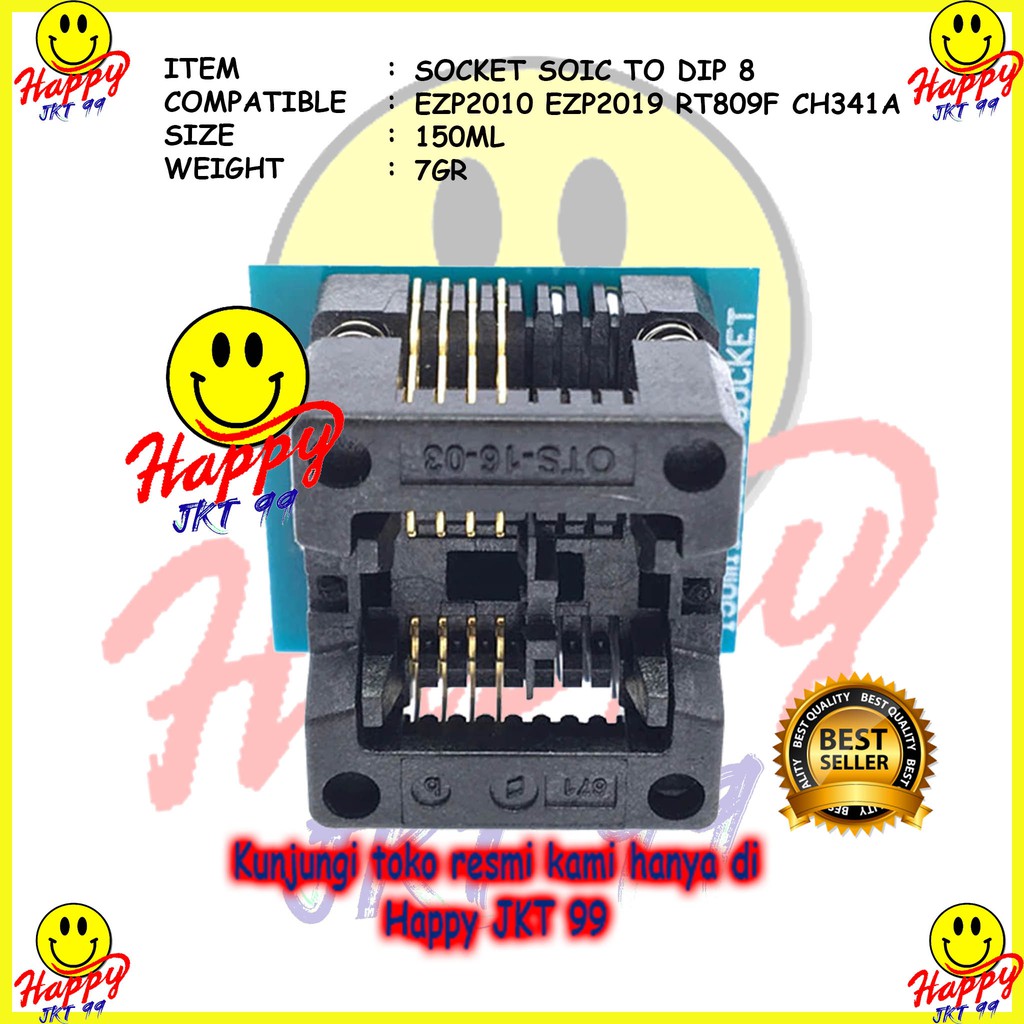 [ HAPPY JKT 99 ] SOKET IC CLIP SOCKET SOP8 DIP8 JEPIT CONVERTER 200ML 200 ML 150ML 15 ML 0,65ML 65ML