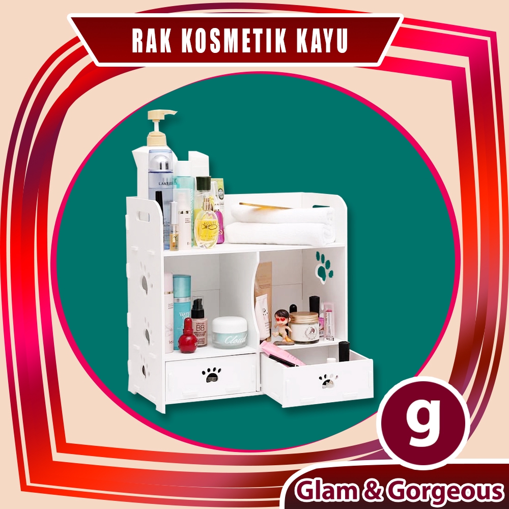 Rak Kosmetik Kayu Kotak WPC Tempat Makeup DS017 Tahan Air Original