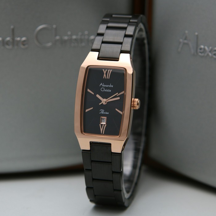 JAM TANGAN WANITA ALEXANDRE CHRISTIE AC 2455 / AC2455 ROSEGOLD BLACK ORIGINALOriginal asli
