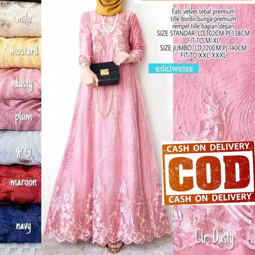 ♛Khusus 2.2♛ [READY JUMBO] TERMURAH Bayar COD / Gamis brokat / Baju Muslim Wanita Terbaru 2020 / Gam