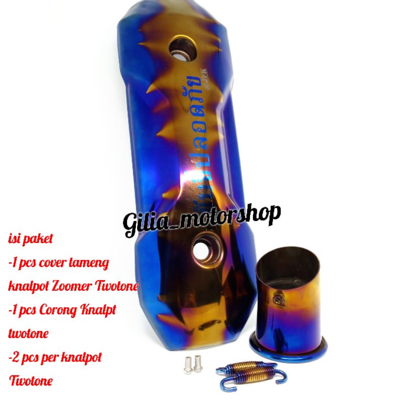 Paket Cover Tameng Knalpot Zoomer Twotone Thailand + Corong Knalpot TwoTone+perknalpot Twotone